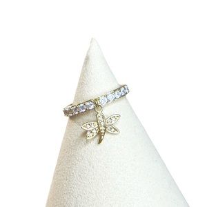 Kirks Folly Vintage Dragonfly Charm Fairy Rhinestone Ring Size 10